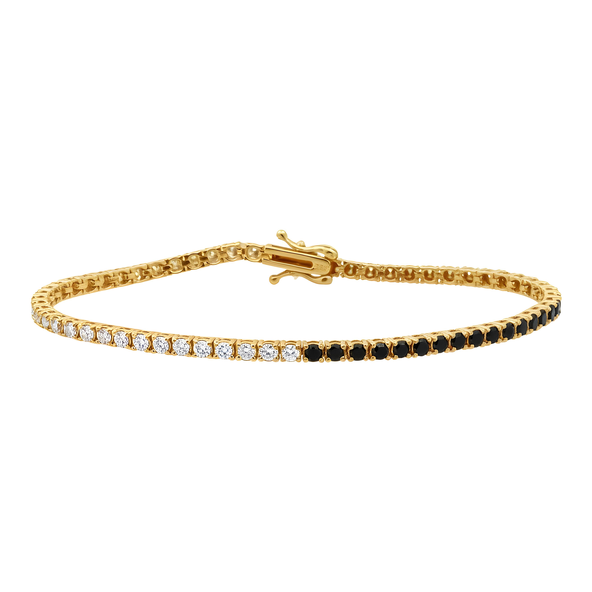 14K White & Black Gold White & Black Round Diamond Tennis Bracelet 2.90ct