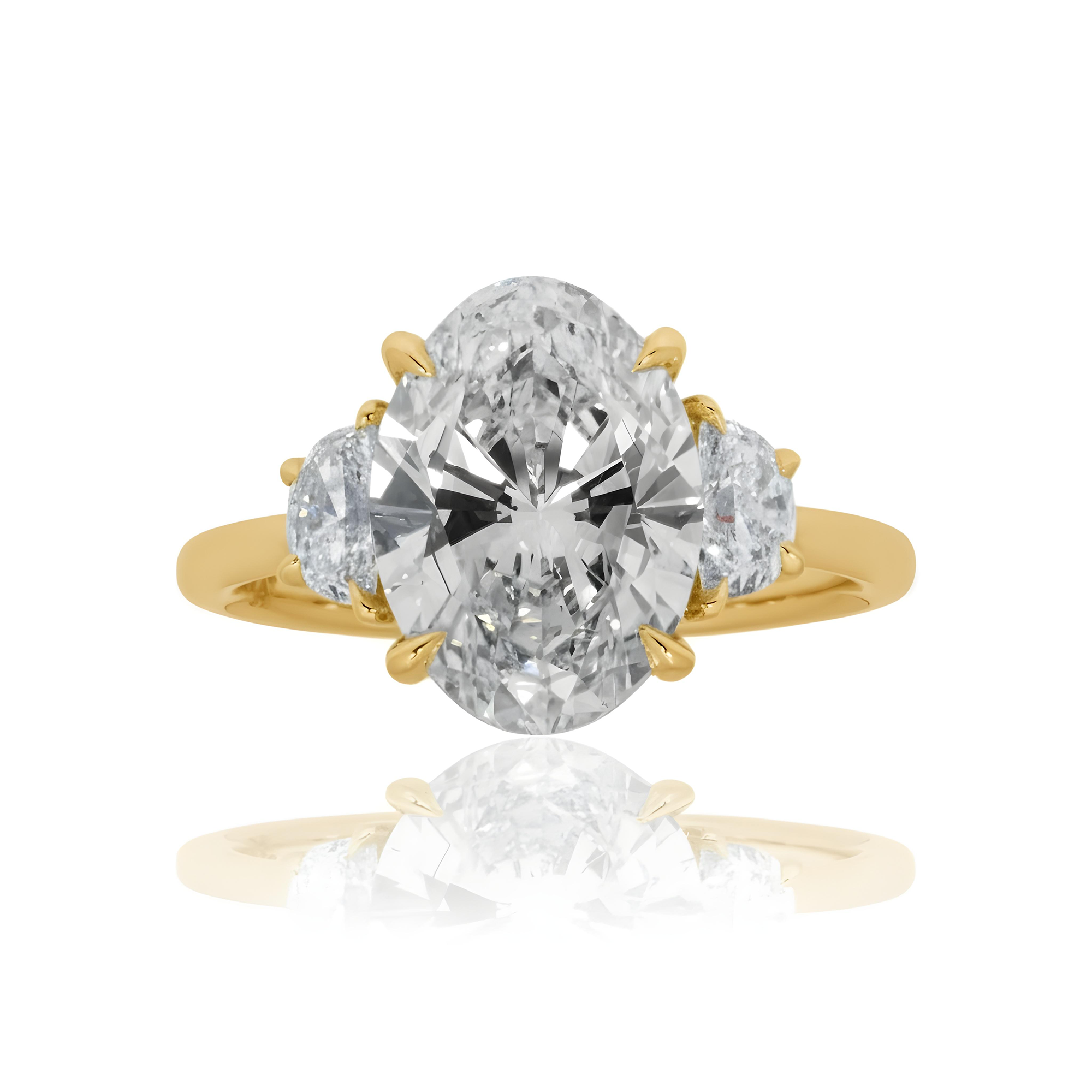 Platinum 3.72ct Oval Cut Triple Diamond Engagement Ring 4.23ctw