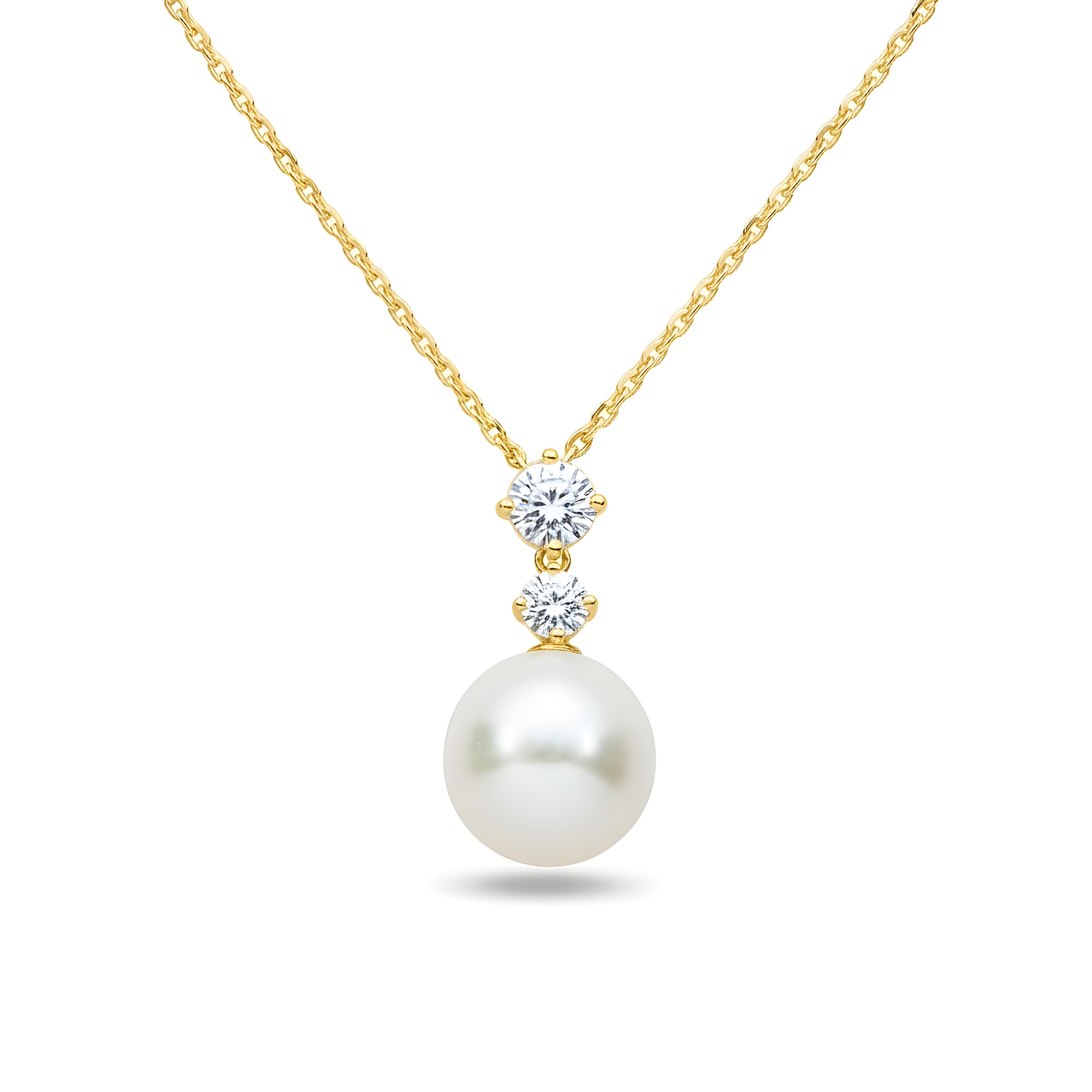 White Gold Round Diamond & Pearl Necklace 0.57ct (matching set)