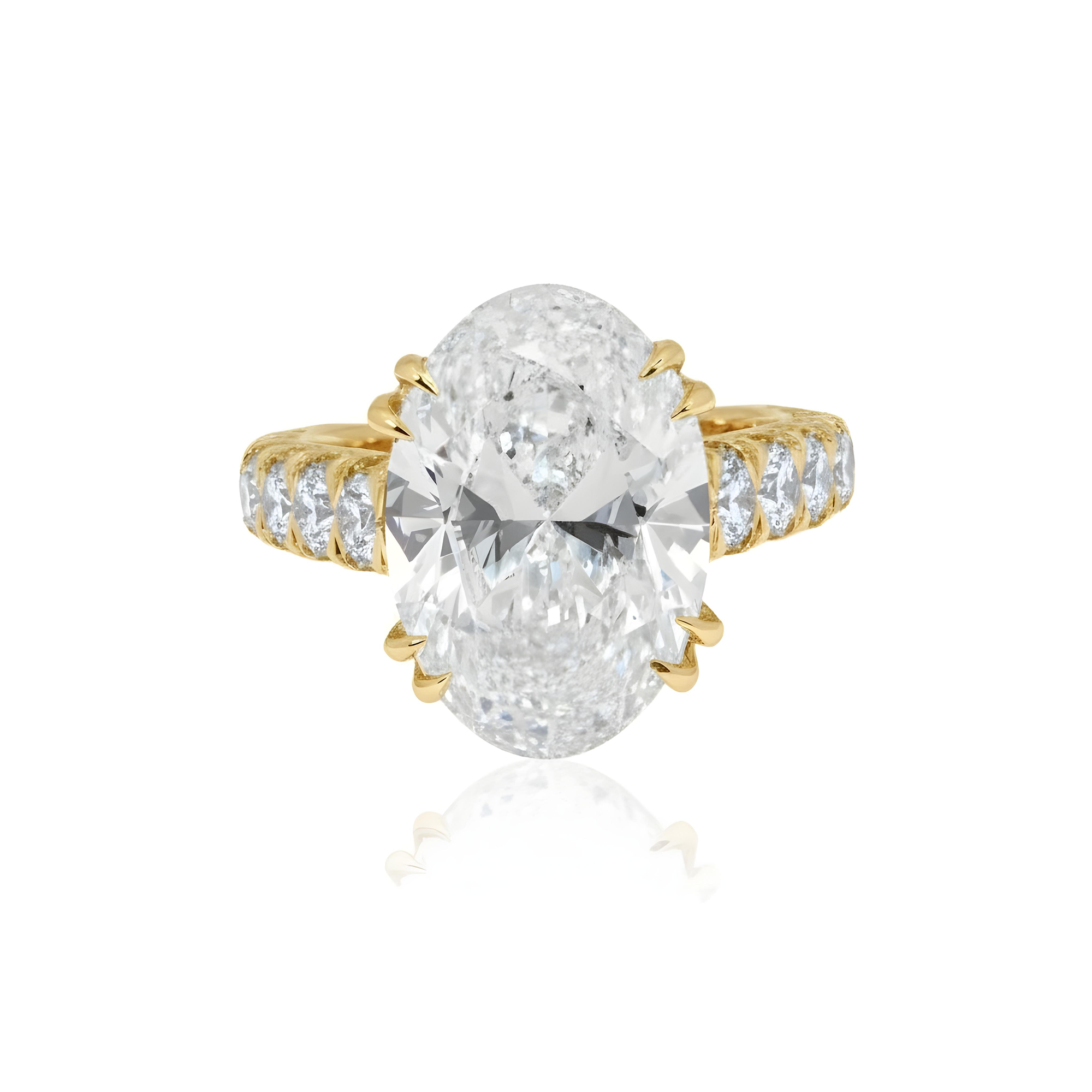 18K White Gold 10.36ct Oval Cut Diamond Engagement Ring 13.06ctw