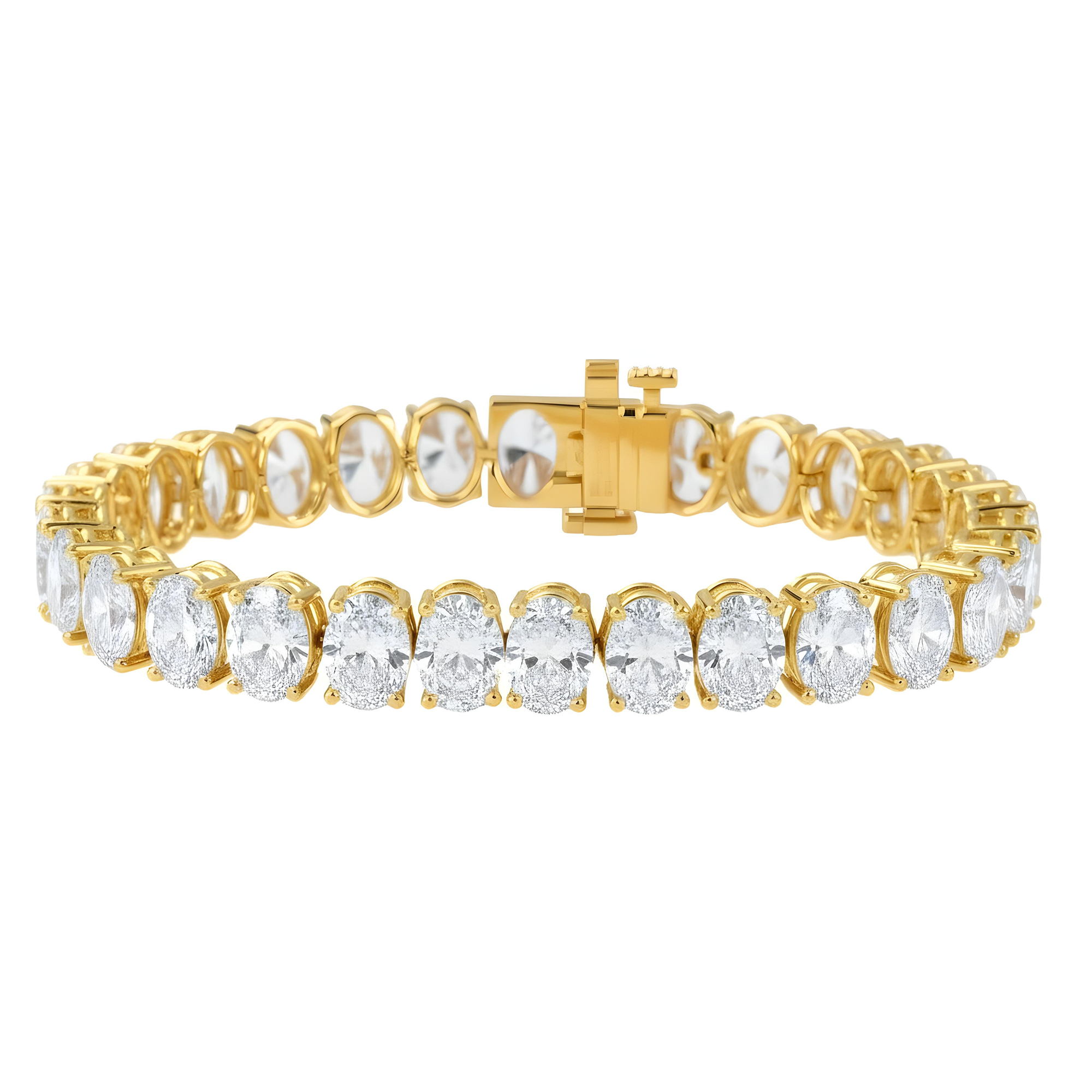 14K White Gold Oval Cut Diamond Bracelet 31.34ct