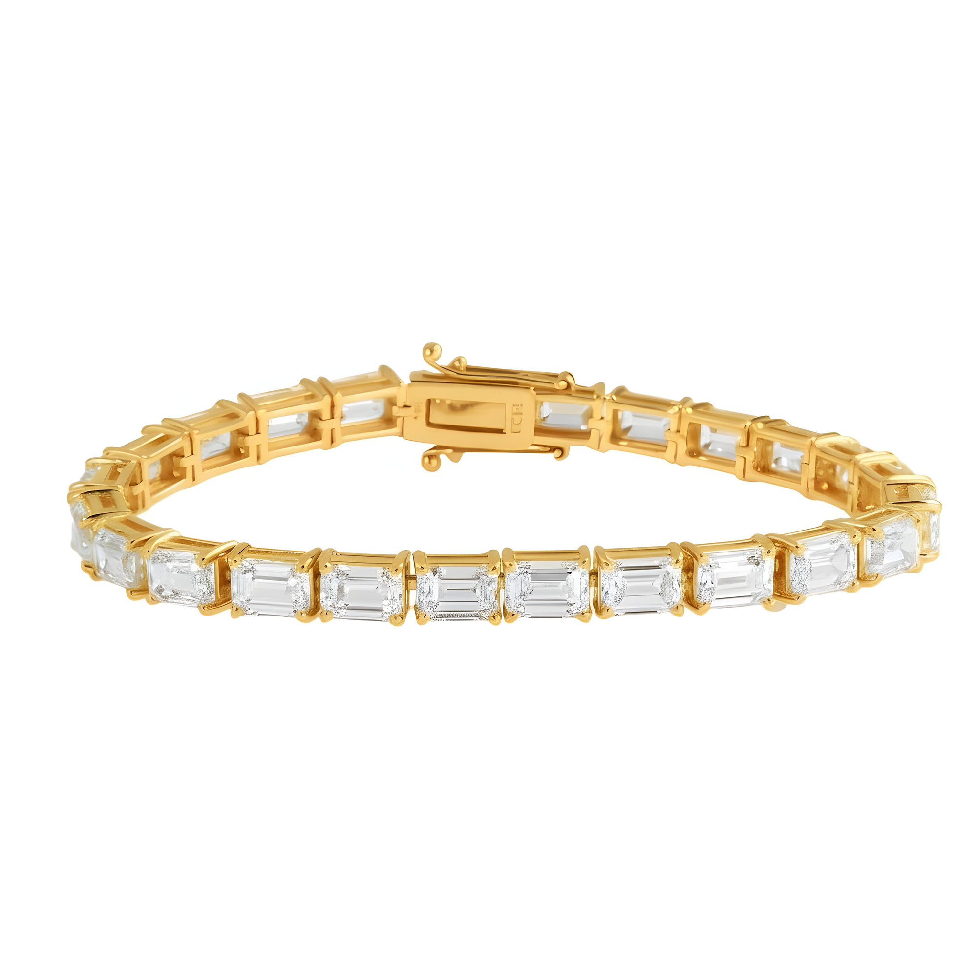 14K White Gold Emerald Cut Diamond Tennis Bracelet 24.21ct